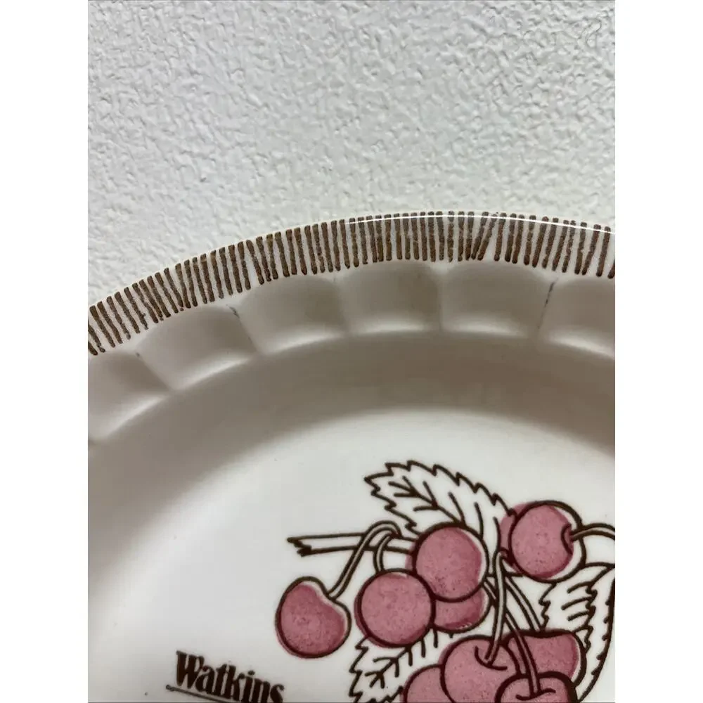 Vintage Watkins Cherry Pie Recipe Ceramic Plate Farmhouse Country